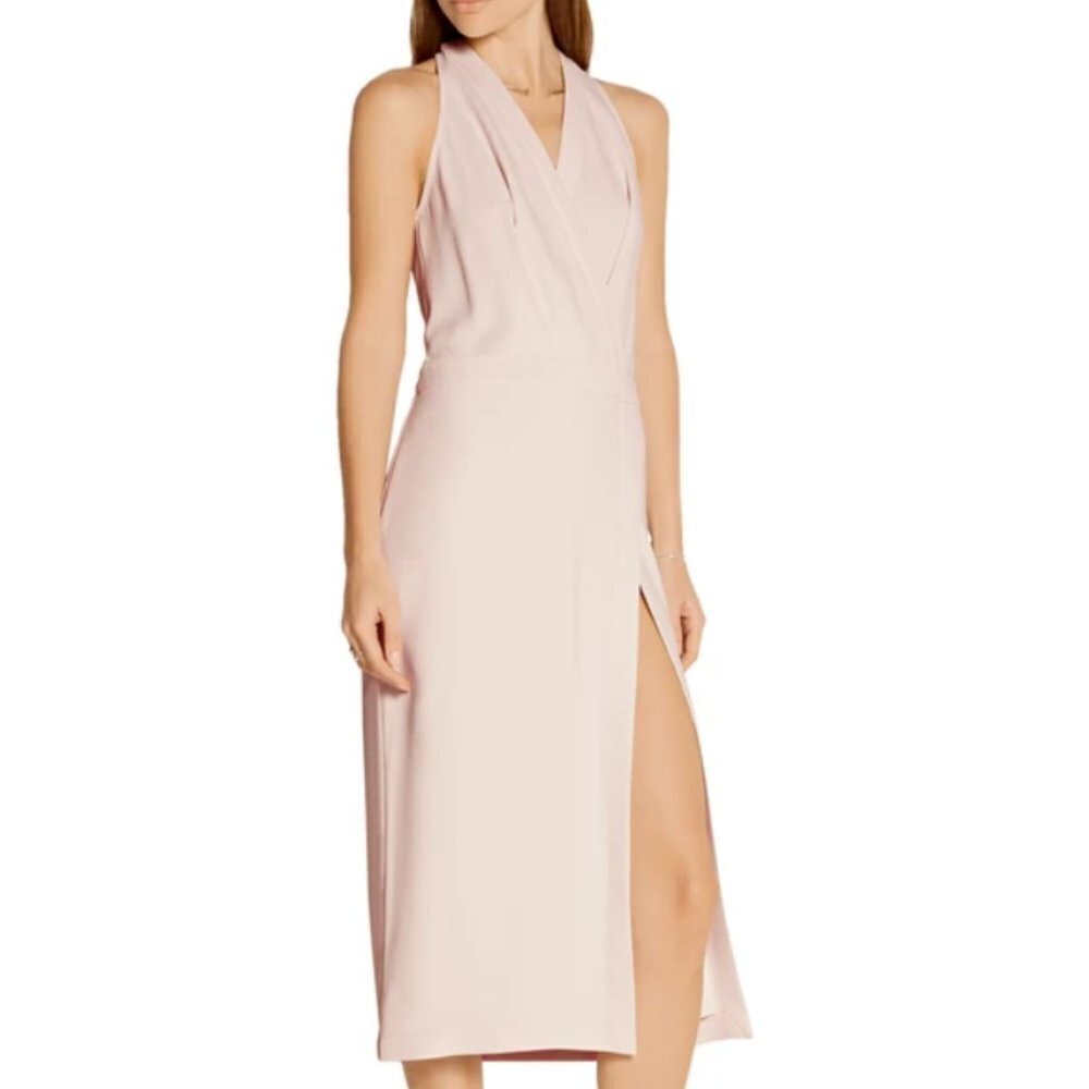 Dion Lee Pale Pink Crepe Lace-Up Back Midi Dress Size Small